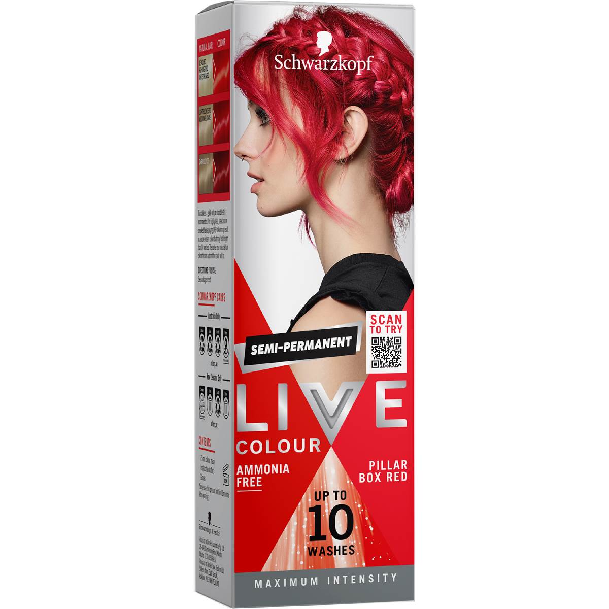Schwarzkopf Live Colour Hair Dye Semi Permanent Pillar Box Red each