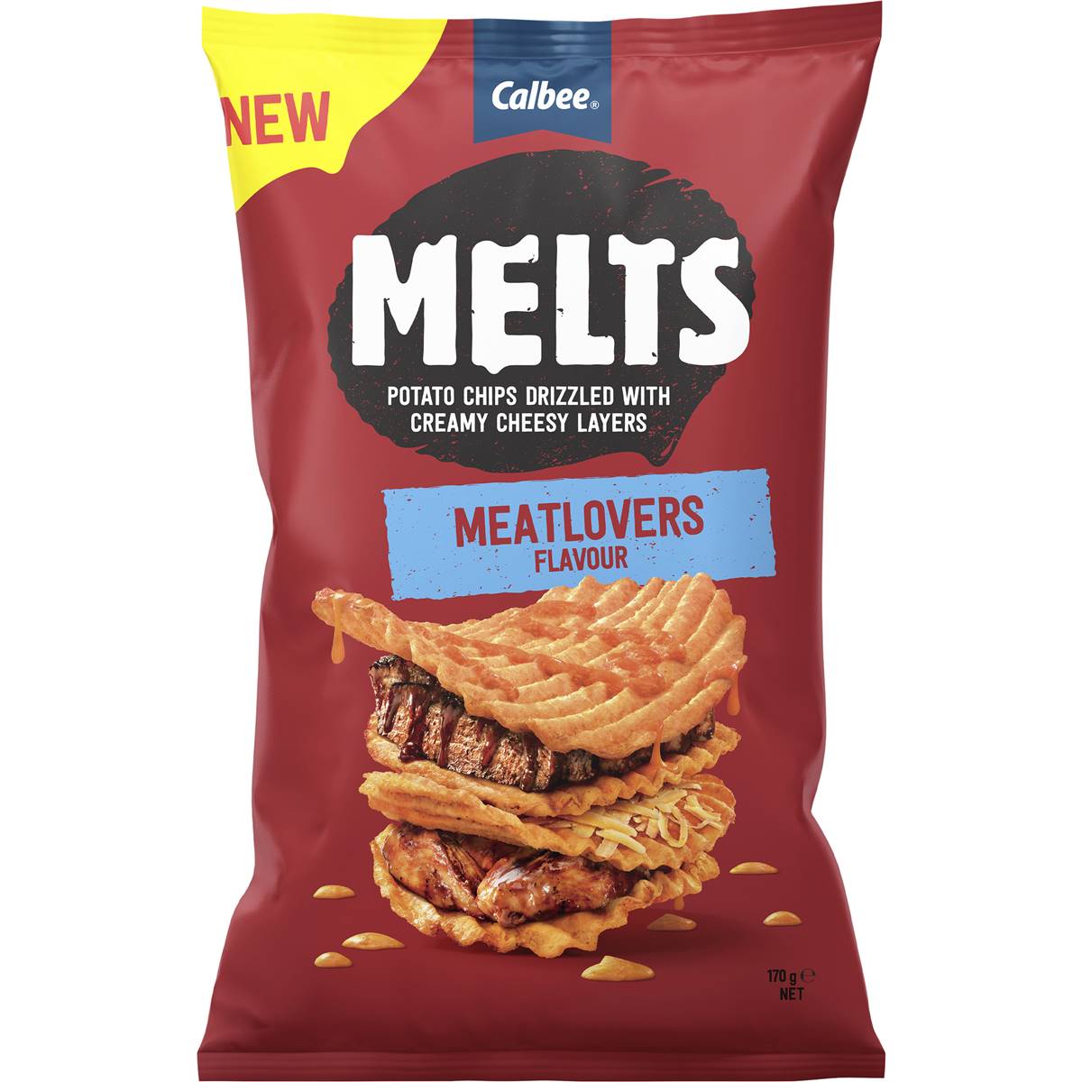 Calories in Calbee Melts Potato Chips Meatlovers Flavour Calorie
