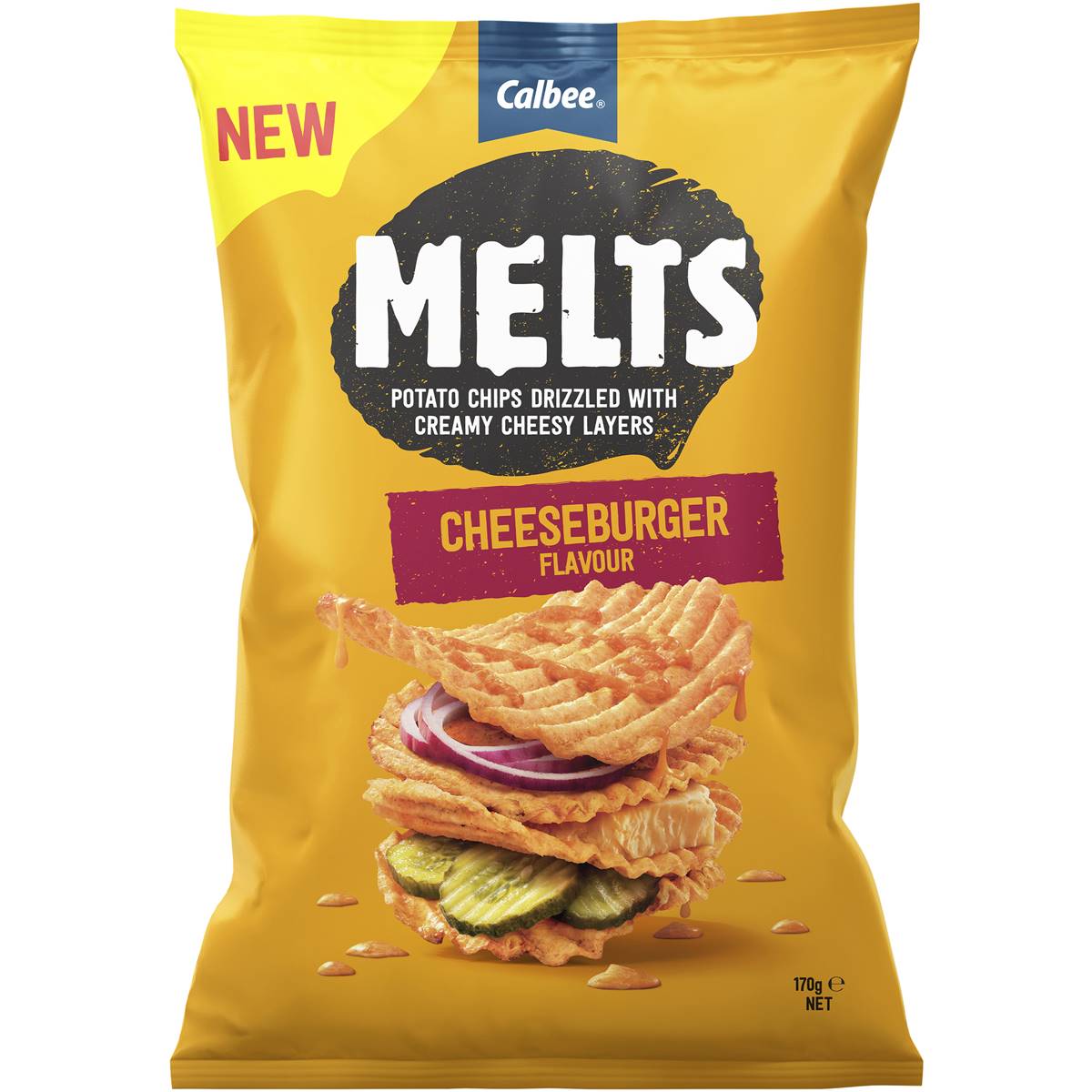 Calories in Calbee Melts Cheeseburger Flavour