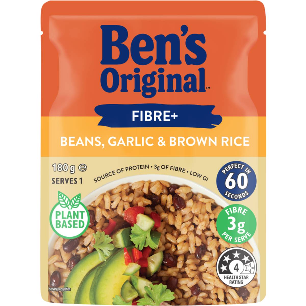 Calories in Ben's Original Fibre+ Beans, Garlic & Brown Rice calcount