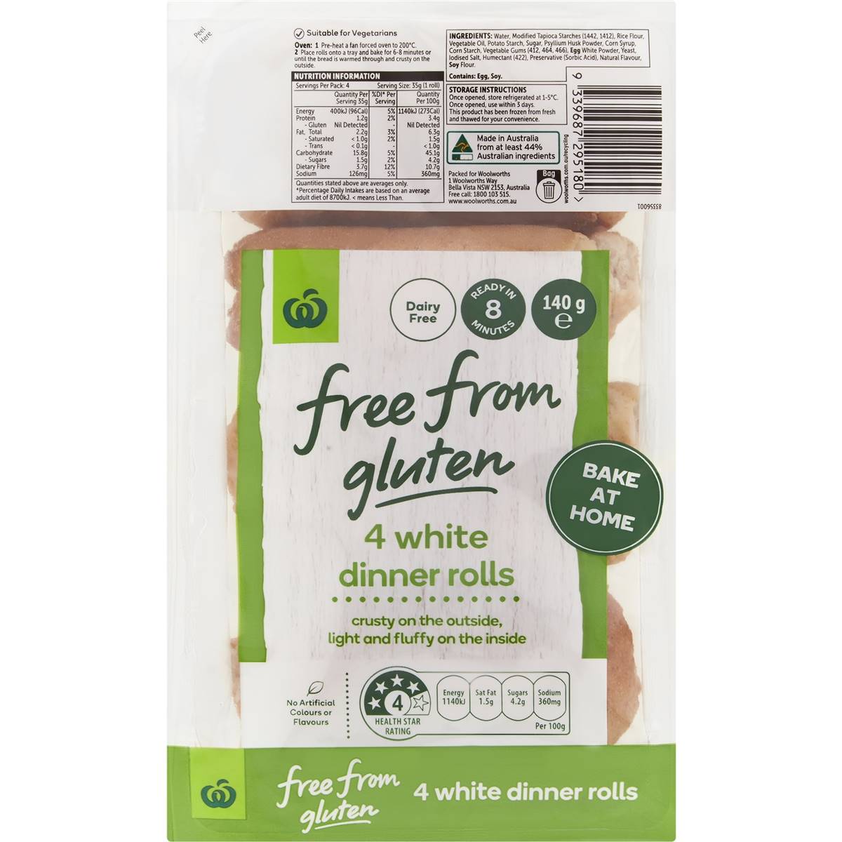 Calories in Coles White Dinner Rolls 6 Pack calcount