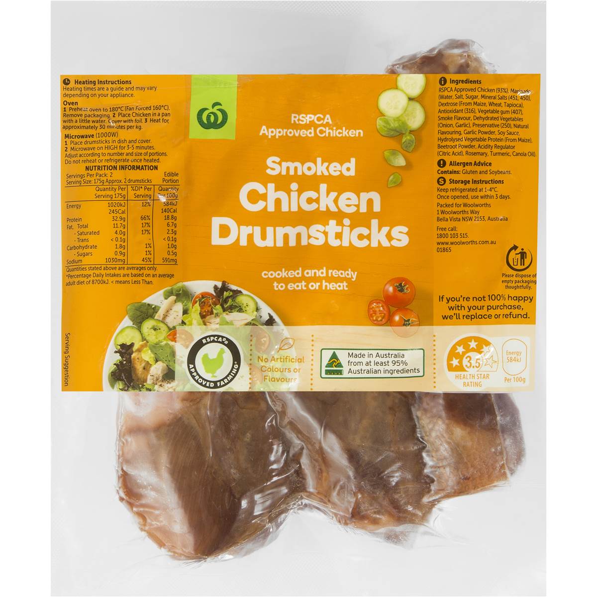 Calories in Woolworths Chicken Drumsticks calcount