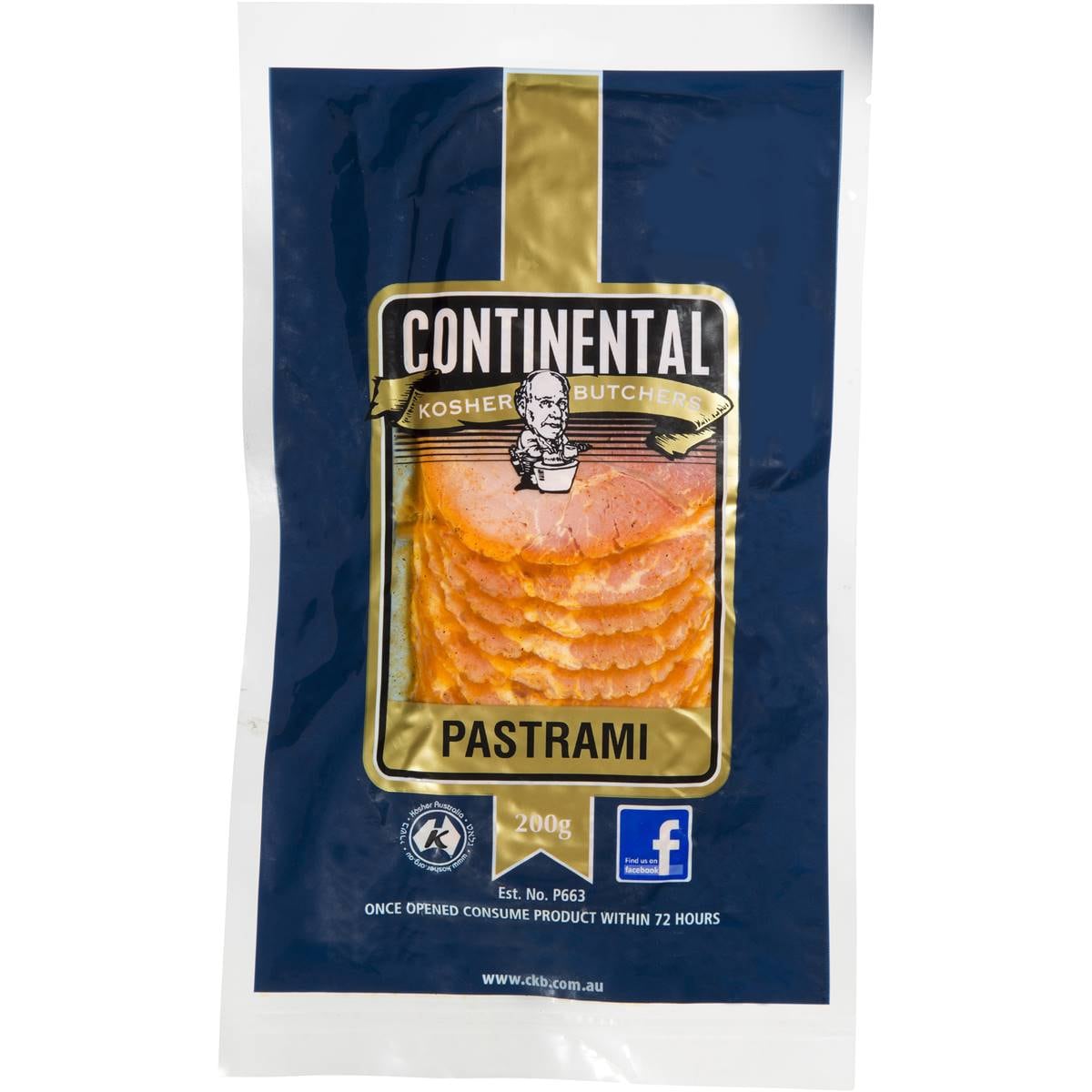 Calories in Continental Kosher Pastrami Slices calcount