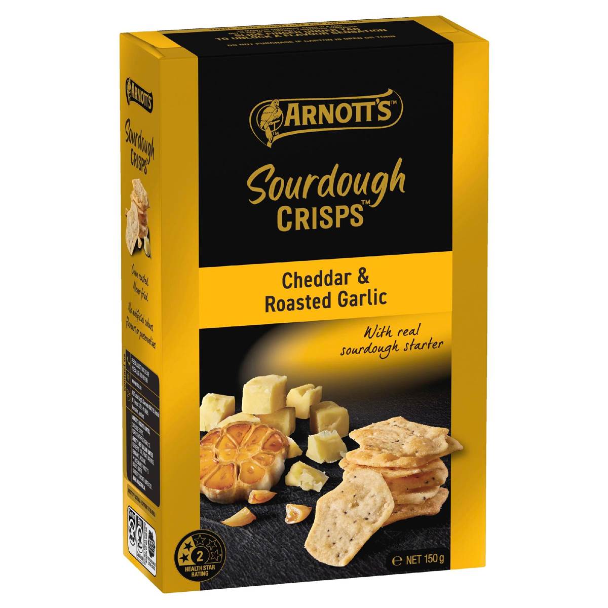 Arnott's Sourdough Crisps Cheddar & Roast Garlic Crackers 150g