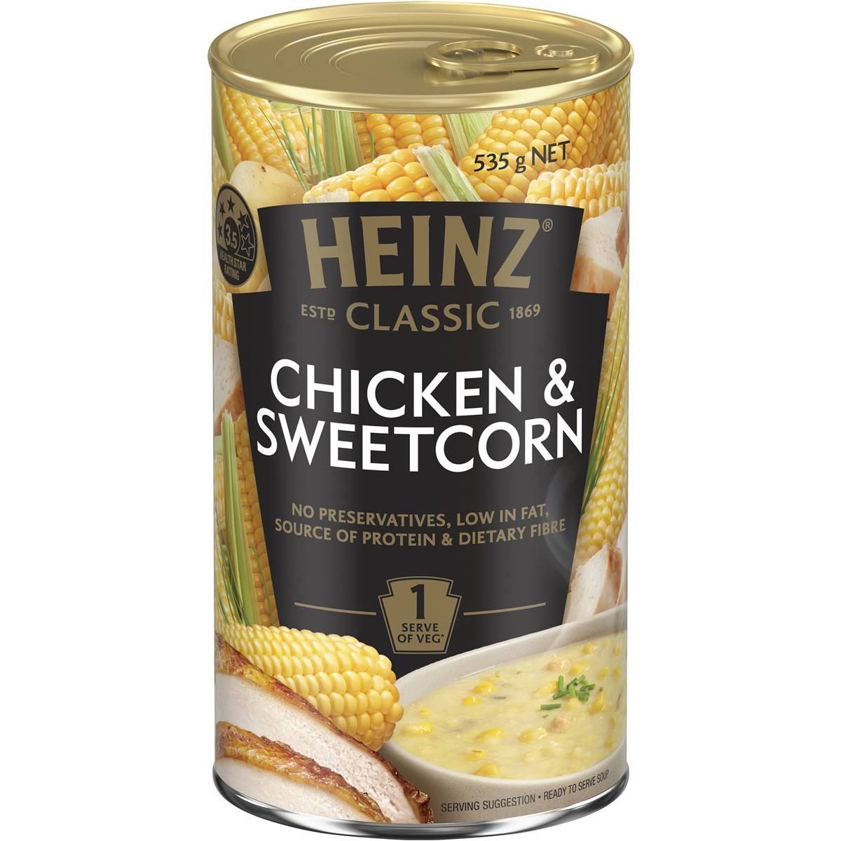 Calories in Heinz Classic Canned Soup Chicken & Sweetcorn calcount