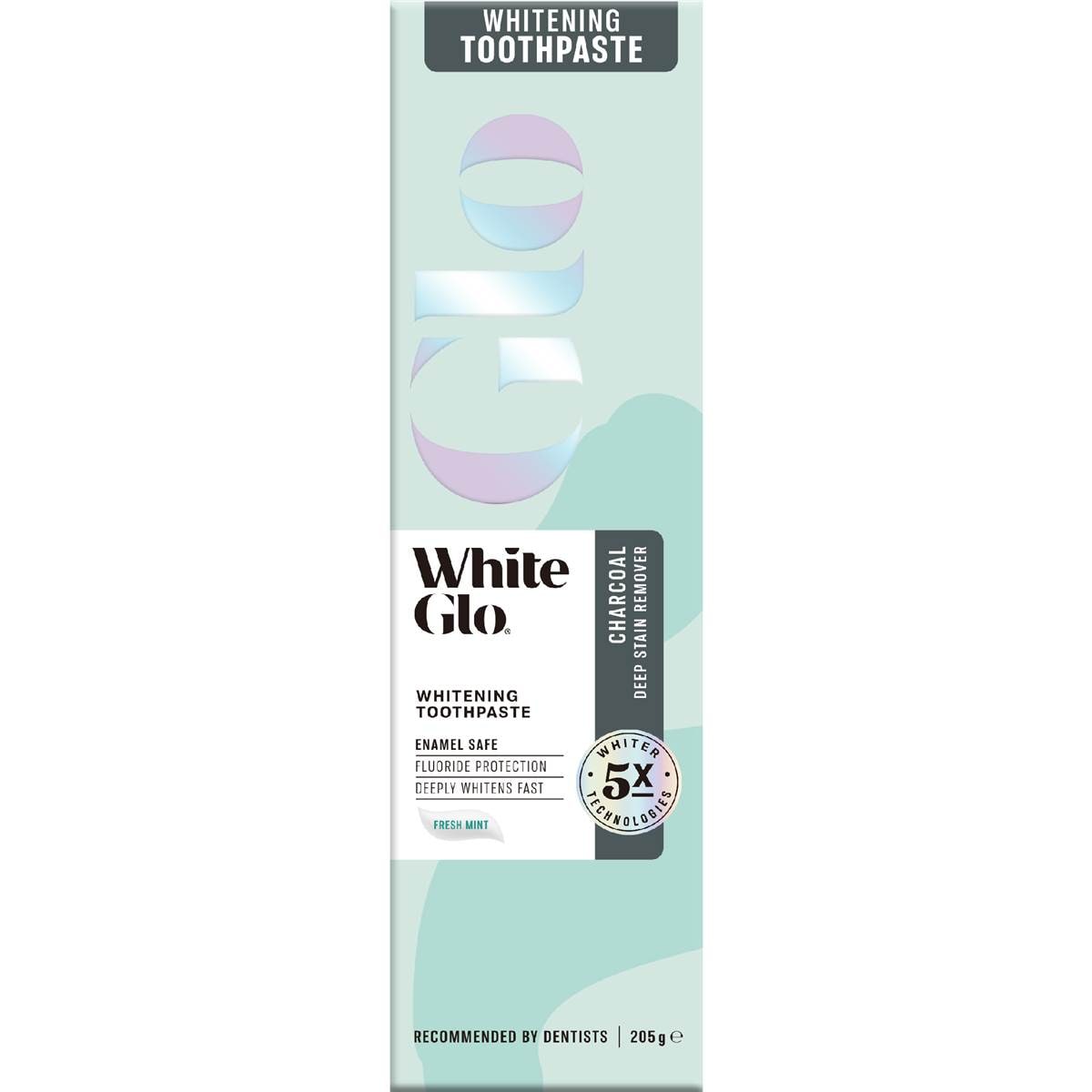 White Glo Charcoal Deep Stain Remover Whitening Toothpaste 205g