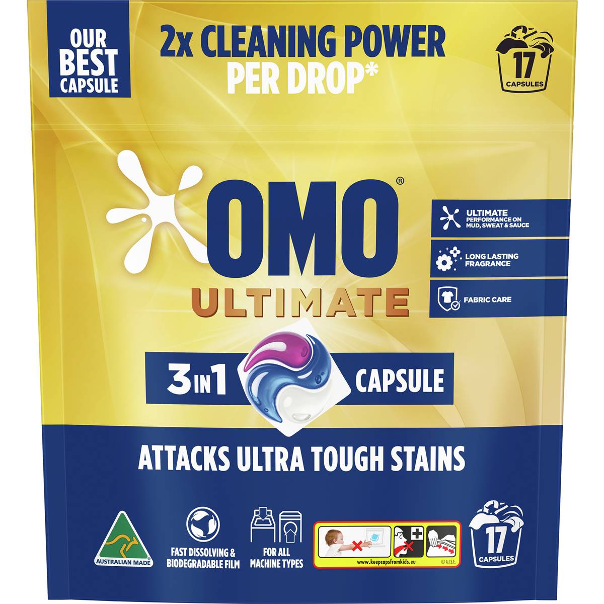 OMO Ultimate Laundry Liquid Capsules Detergent 17 pack