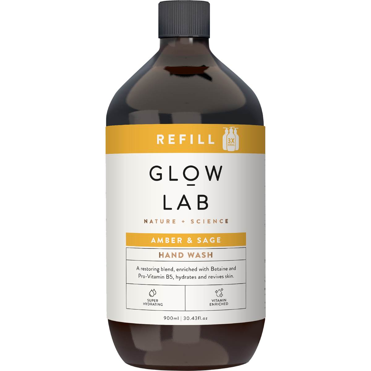 Glow Lab Amber & Sage Refill Hand Wash 900mL