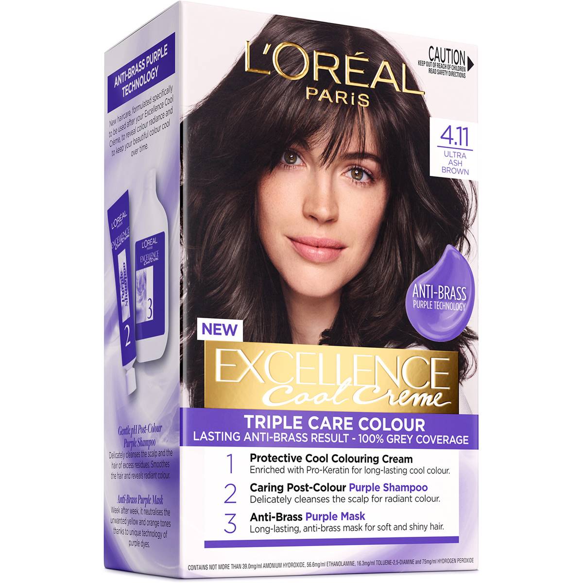 L'Oreal Paris Excellence Cool Crème 4.11 Ultra Ash Brown Hair Colour each