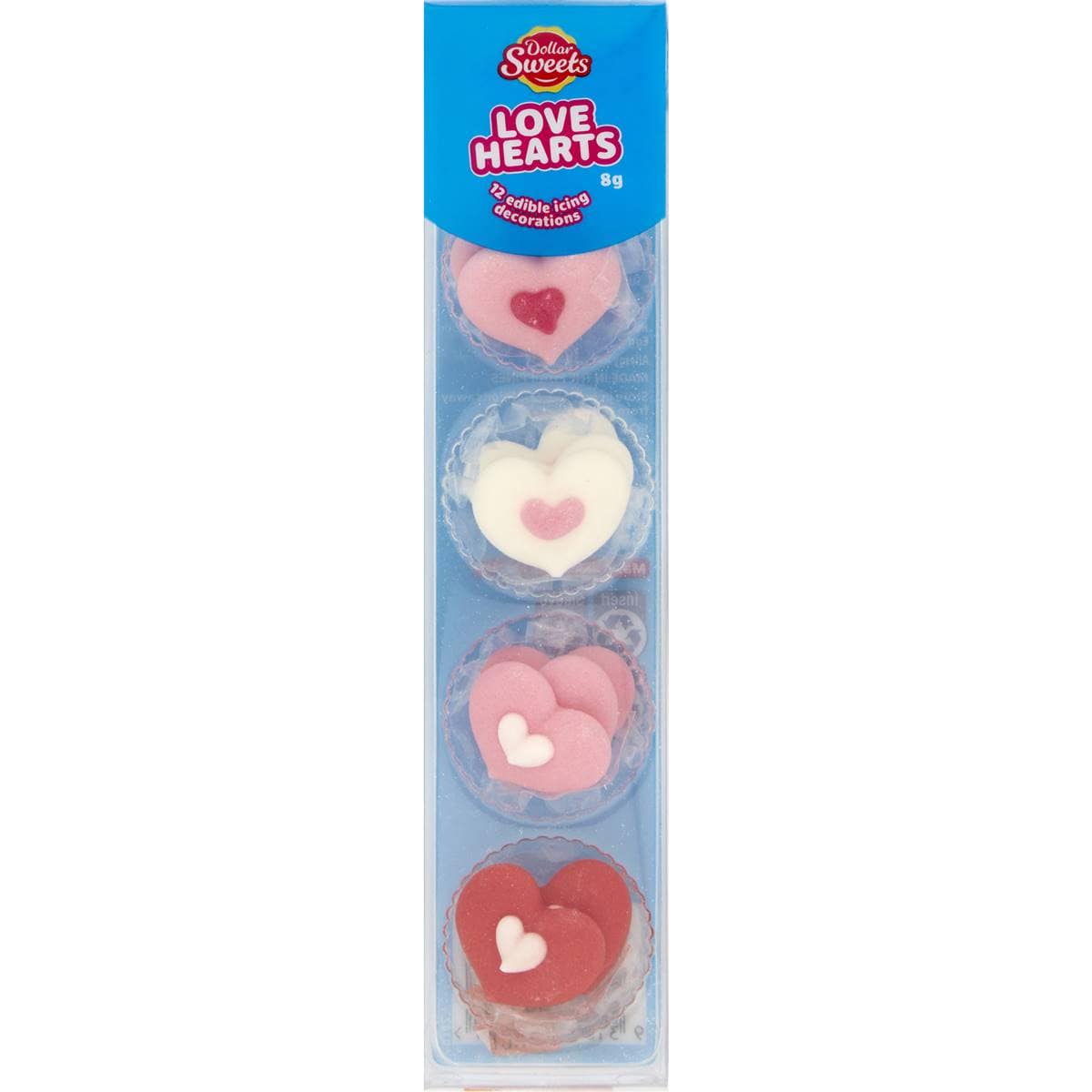Dollar Sweets Love Hearts Edible Icing Decorations