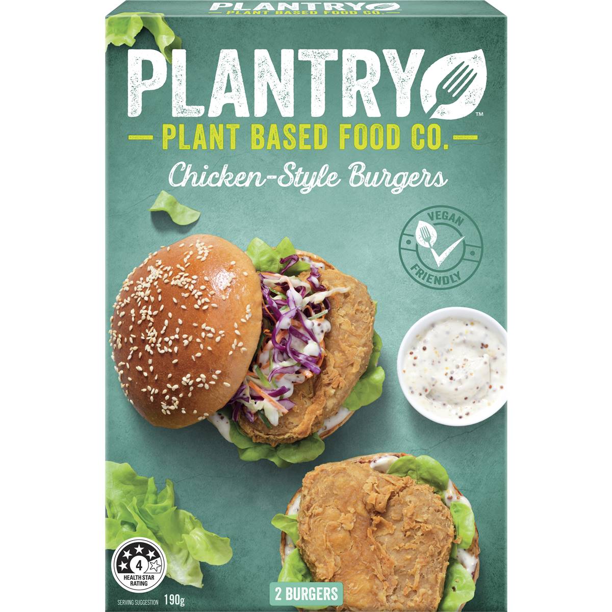 Calories in Plantry Plant Based Food Co Chicken Style Burgers