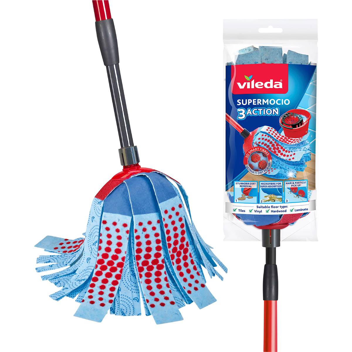 Vileda Supermocio 3 Action Mop With Telescopic Handle