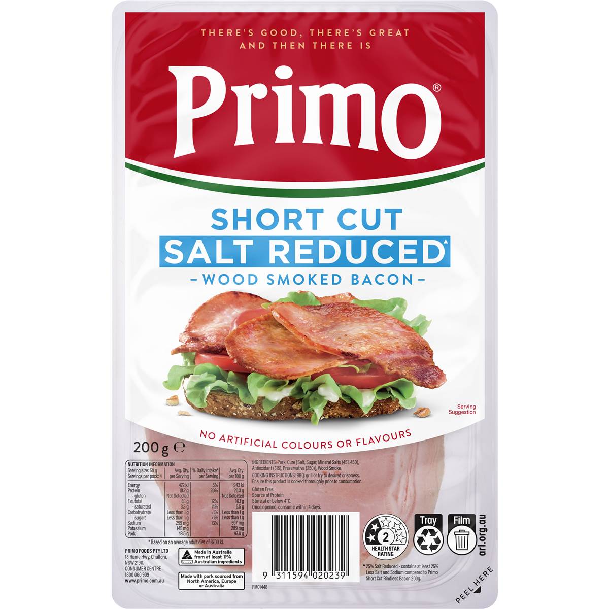 Calories in Primo Short Cut Bacon calcount