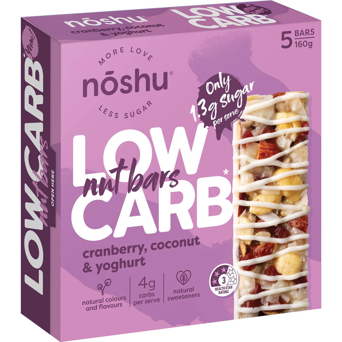 Calories in Noshu Low Carb Nut Bars Cranberry Coconut & Yoghurt calcount