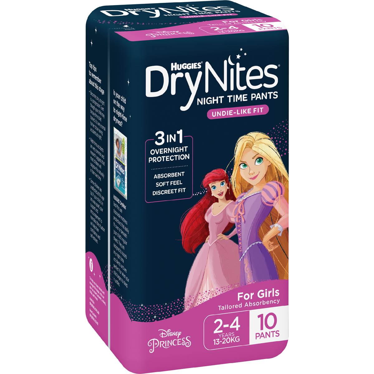 Huggies DryNites Night Time Pants for Girls 2-4 Years (13-20kg) 10 pack