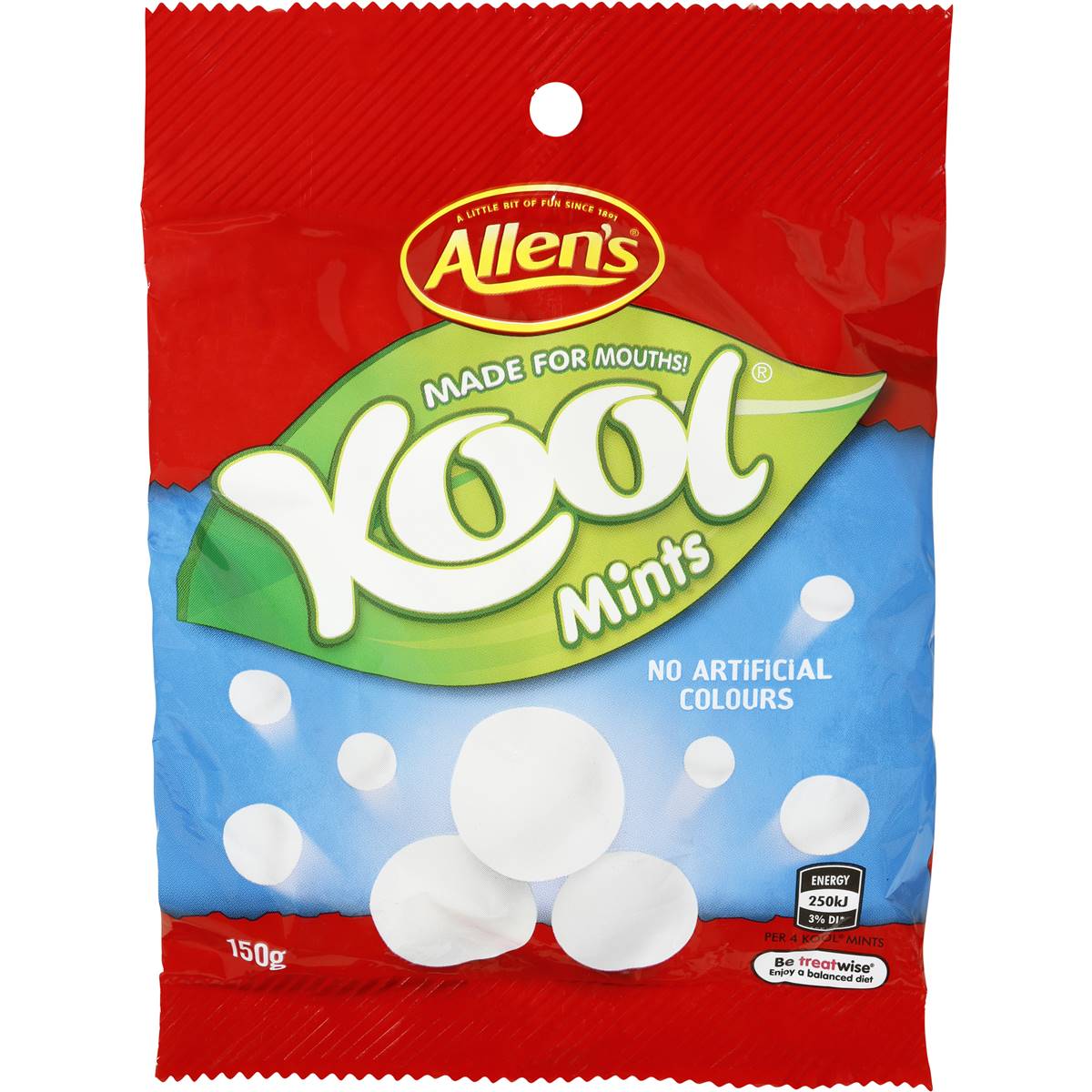 Calories in Allen's Kool Mints Chew Lollies Bag