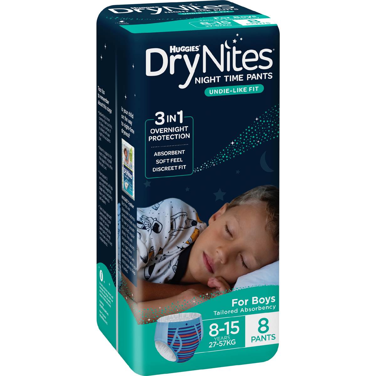 Huggies DryNites Night Time Pants for Boys 8-15 Years (27-57kg) 8 pack
