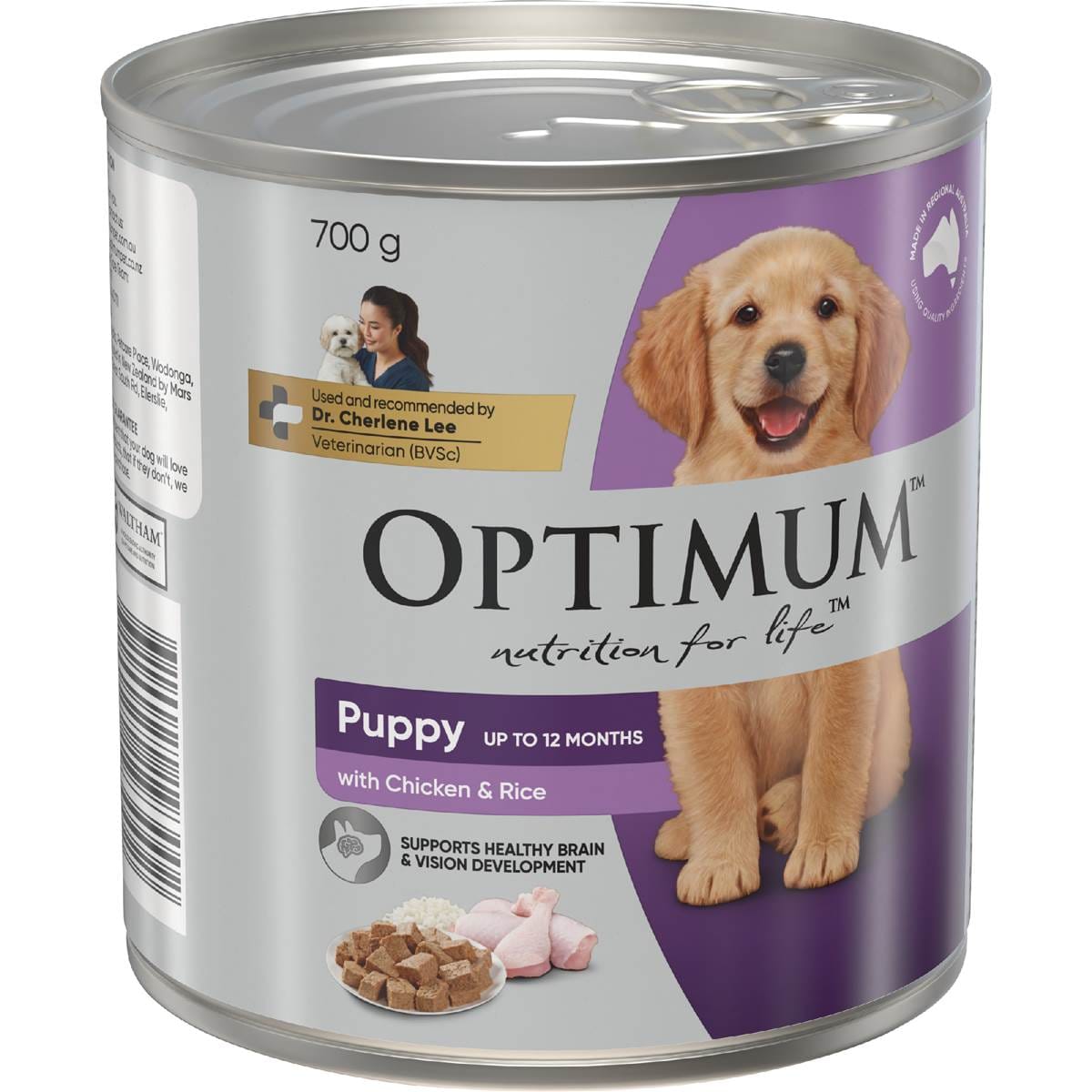 Optimum Puppy Wet Dog Food with Chicken & Rice Can 700g