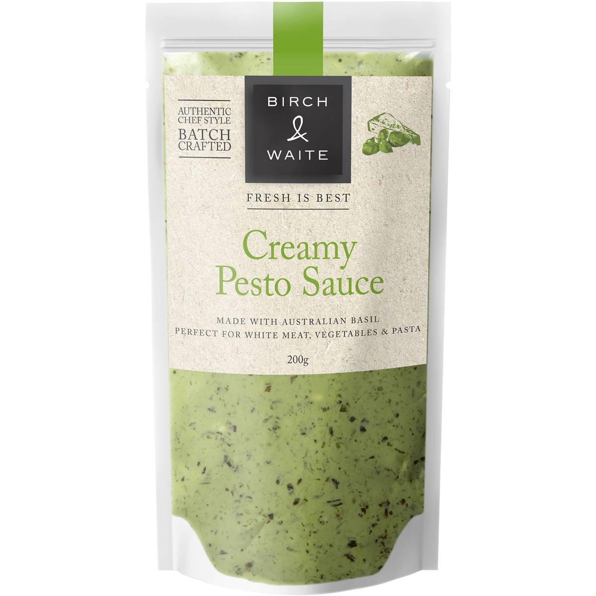 Calories in Birch & Waite Creamy Pesto Sauce calcount