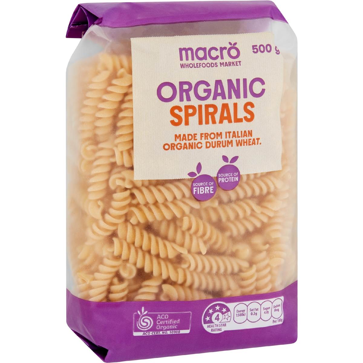 Calories in Macro Organic Spirals Pasta calcount