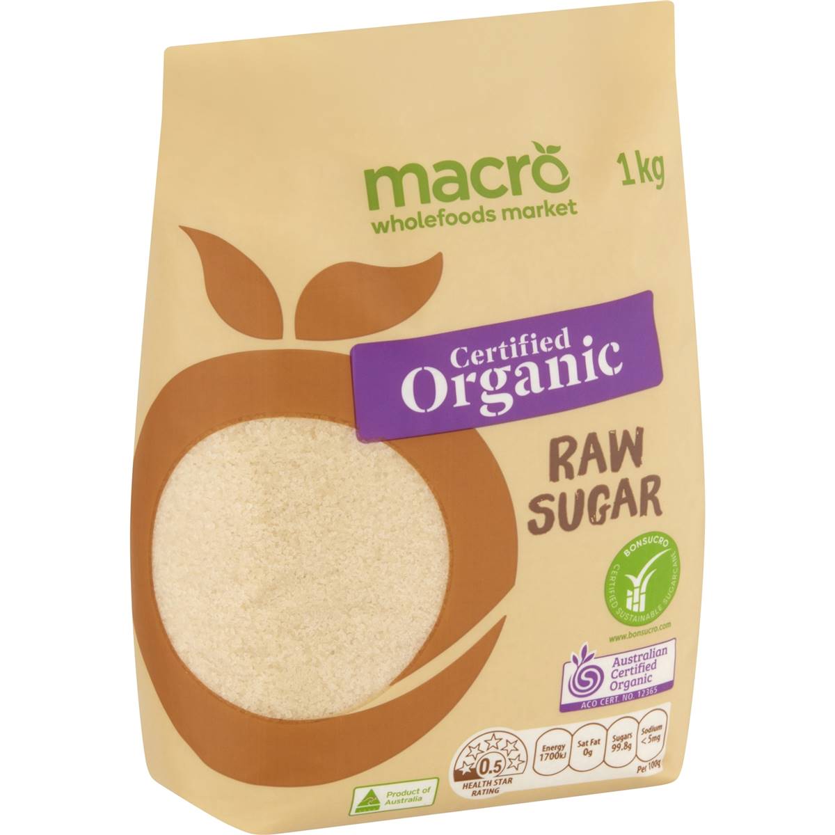 Calories in Macro Organic Raw Sugar Organic