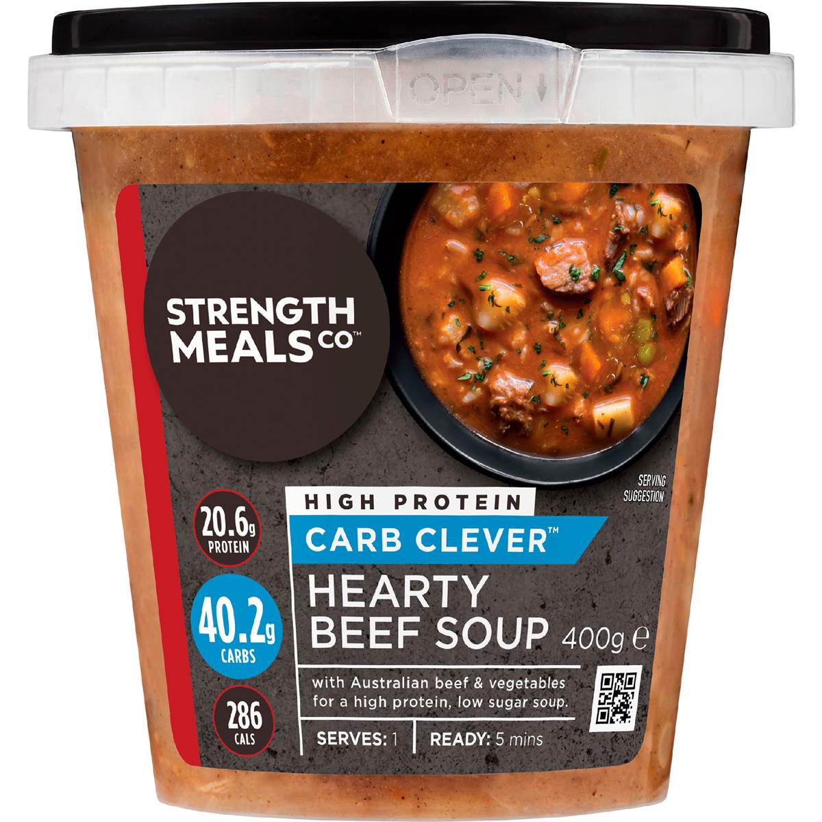 Calories in Strength Meals Co High Protein Beef Pho With Veg & Noodles