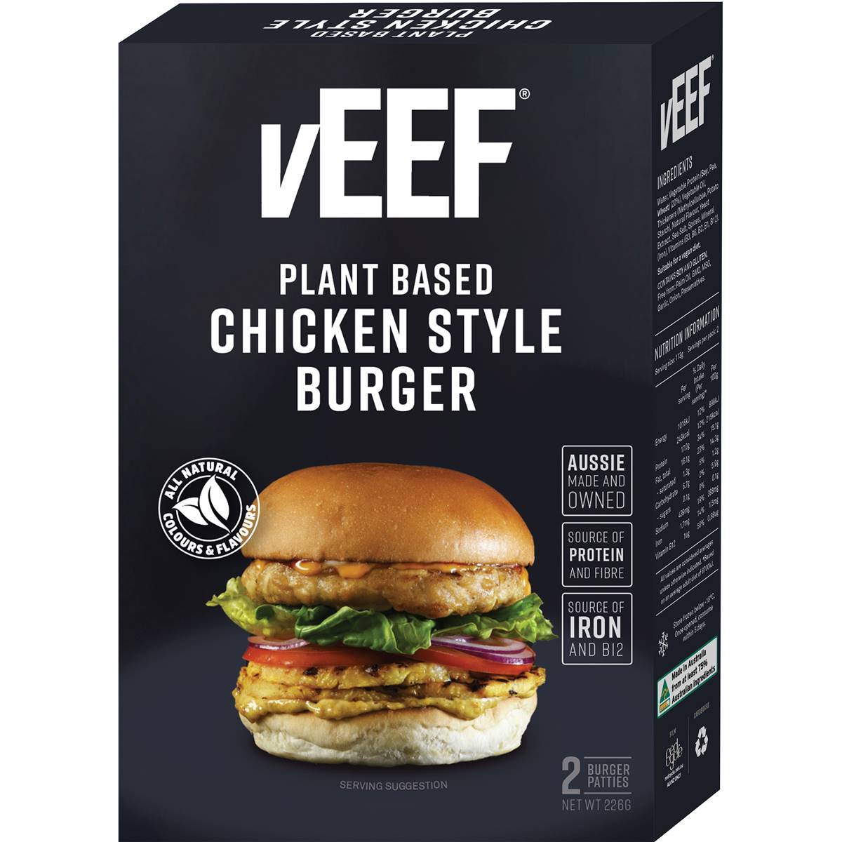 Calories in Veef Plant Based Chicken Style Burger