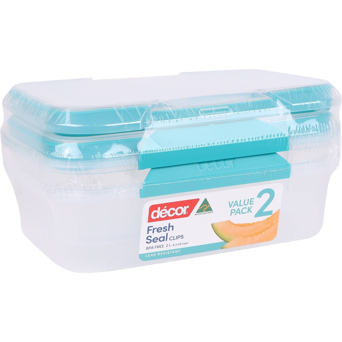 Decor Fresh Seal Clips Container Set Oblong 2L x 2 pack