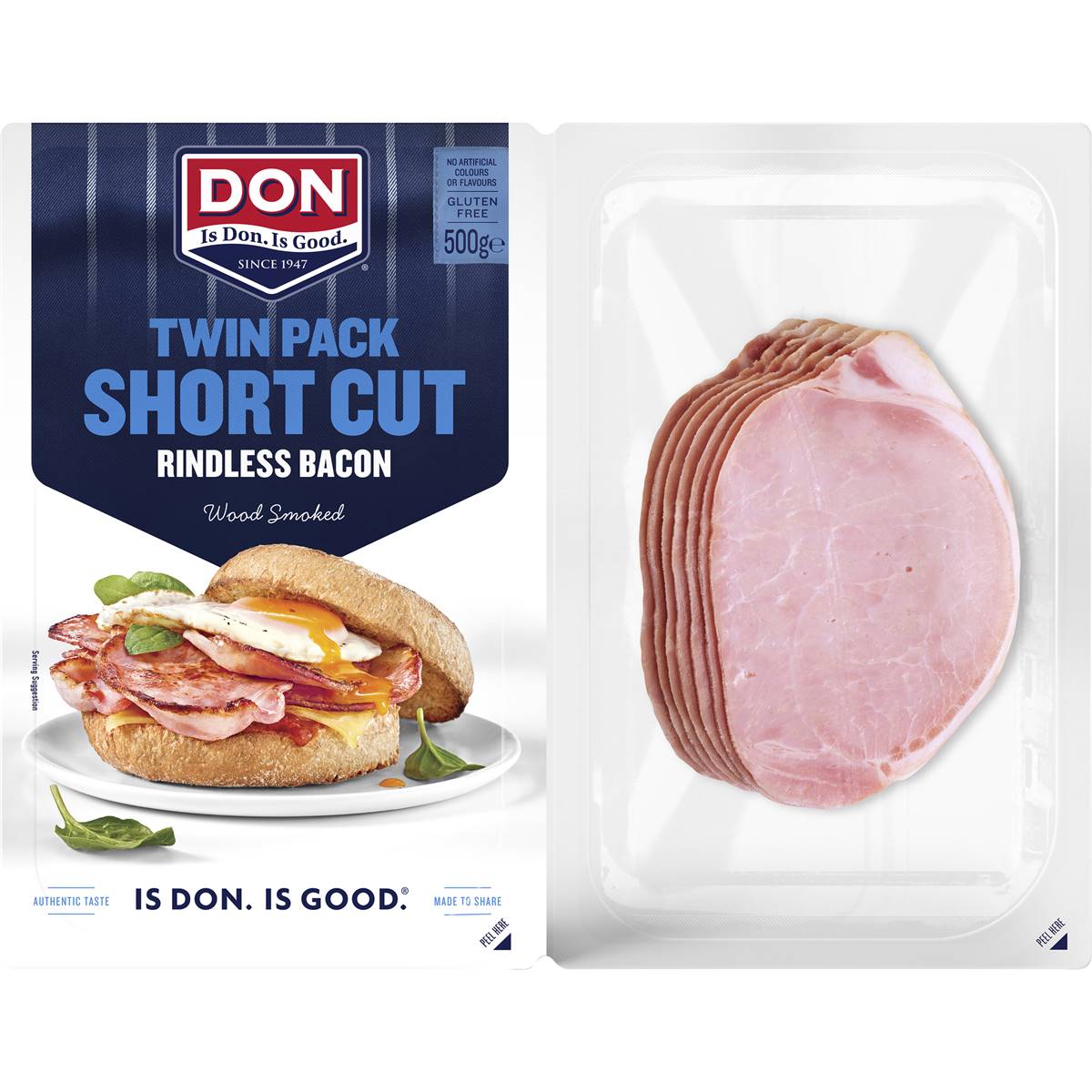 Calories in Don Short Cut Rindless Bacon Twin Pack