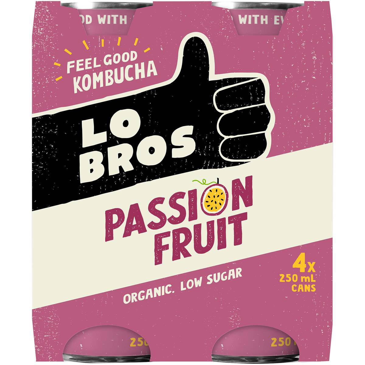 Calories in Lo Bros Kombucha Passionfruit Cans