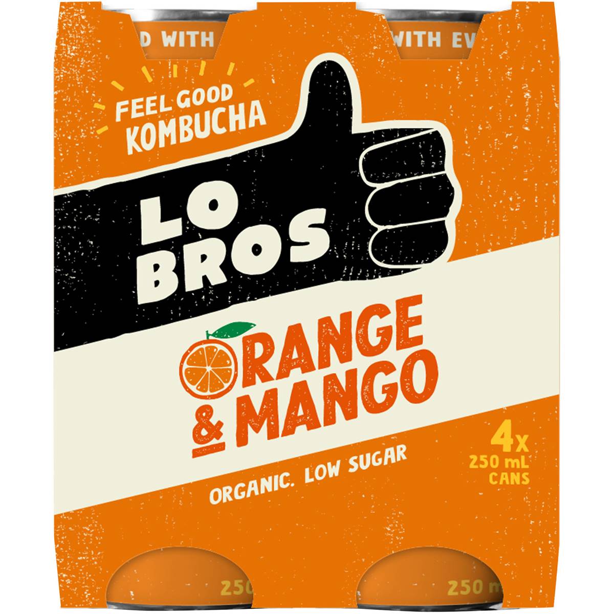 Calories in Lo Bros Kombucha Orange & Mango Cans