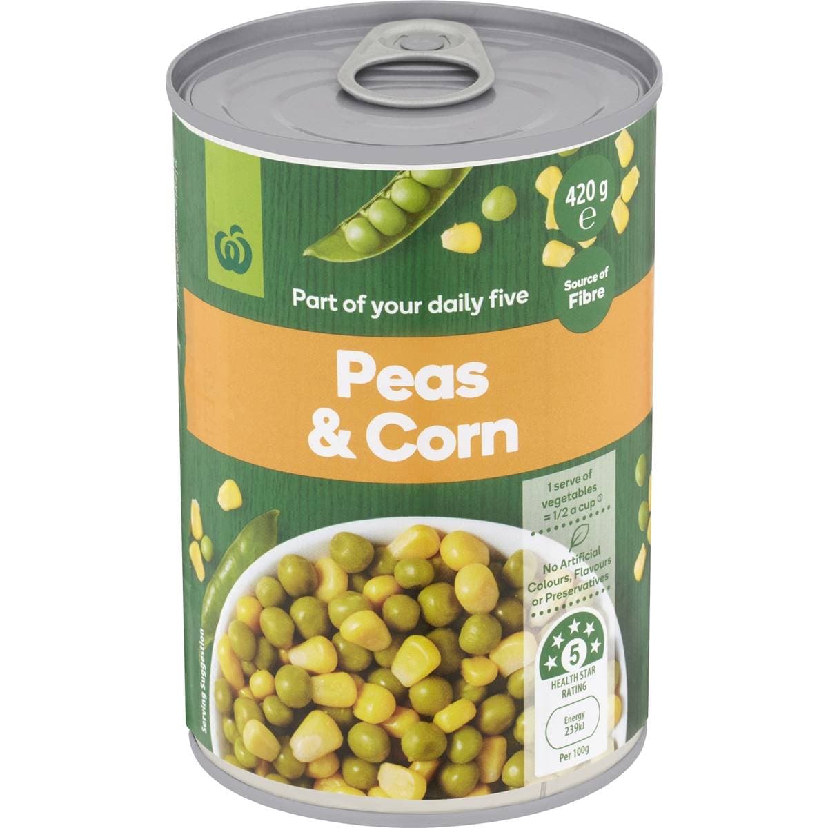Calories in Woolworths Peas & Corn calcount