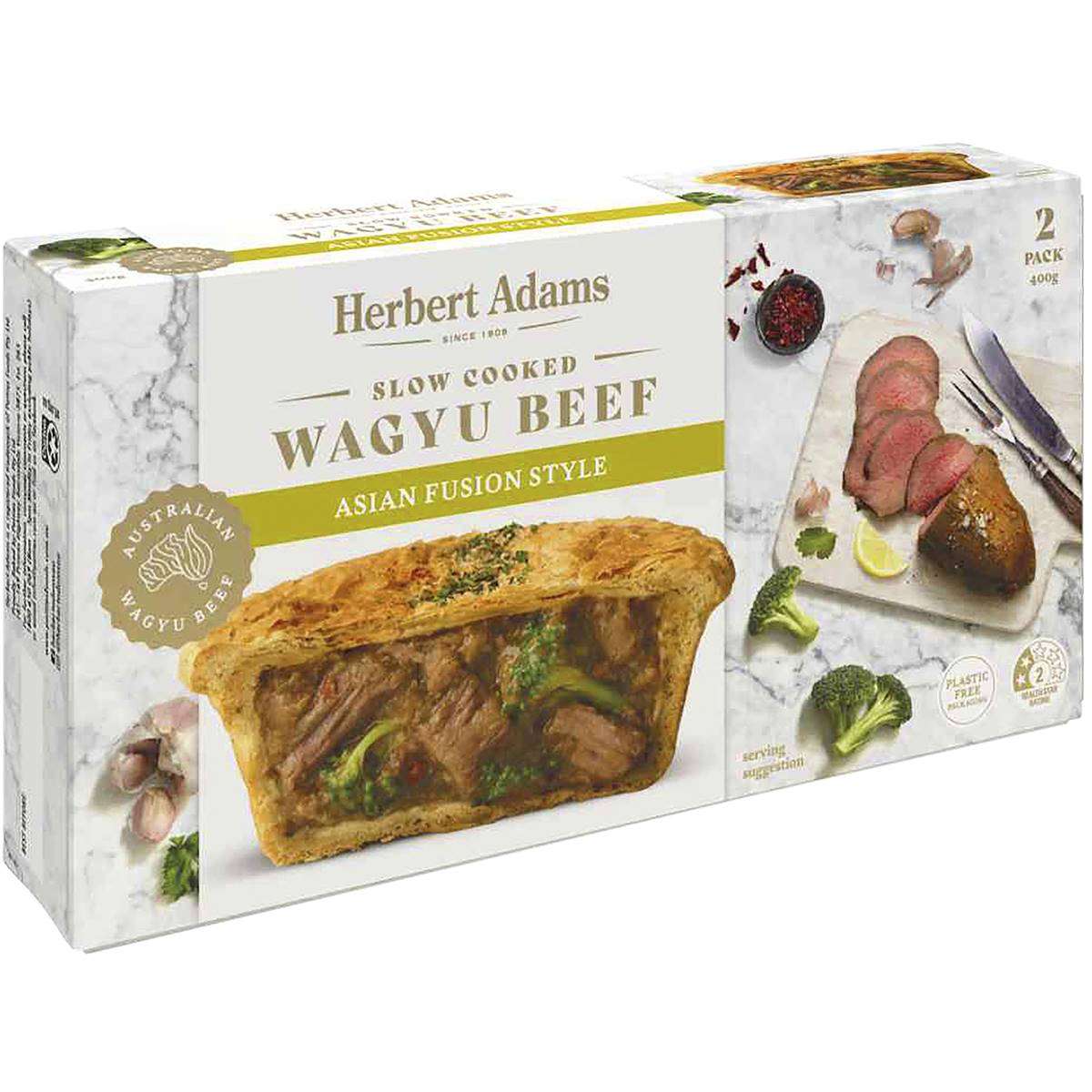 Calories in Herbert Adams Slow Cooked Wagyu Beef Asian Fusion Style Pies