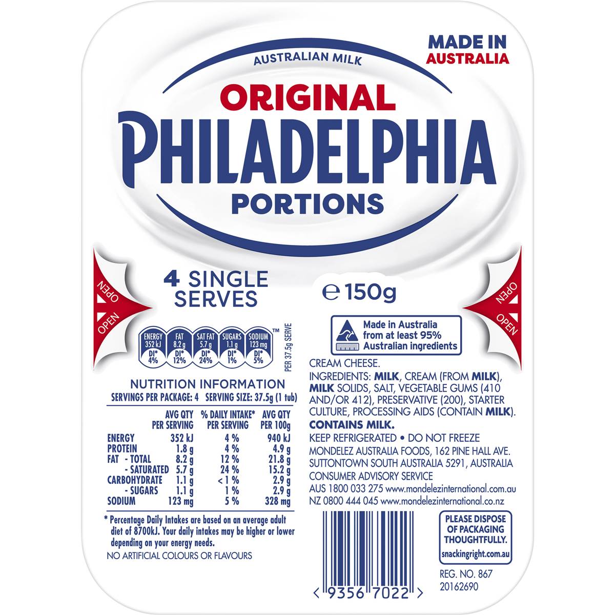 Calories in Philadelphia Cream Cheese Block, Original calcount