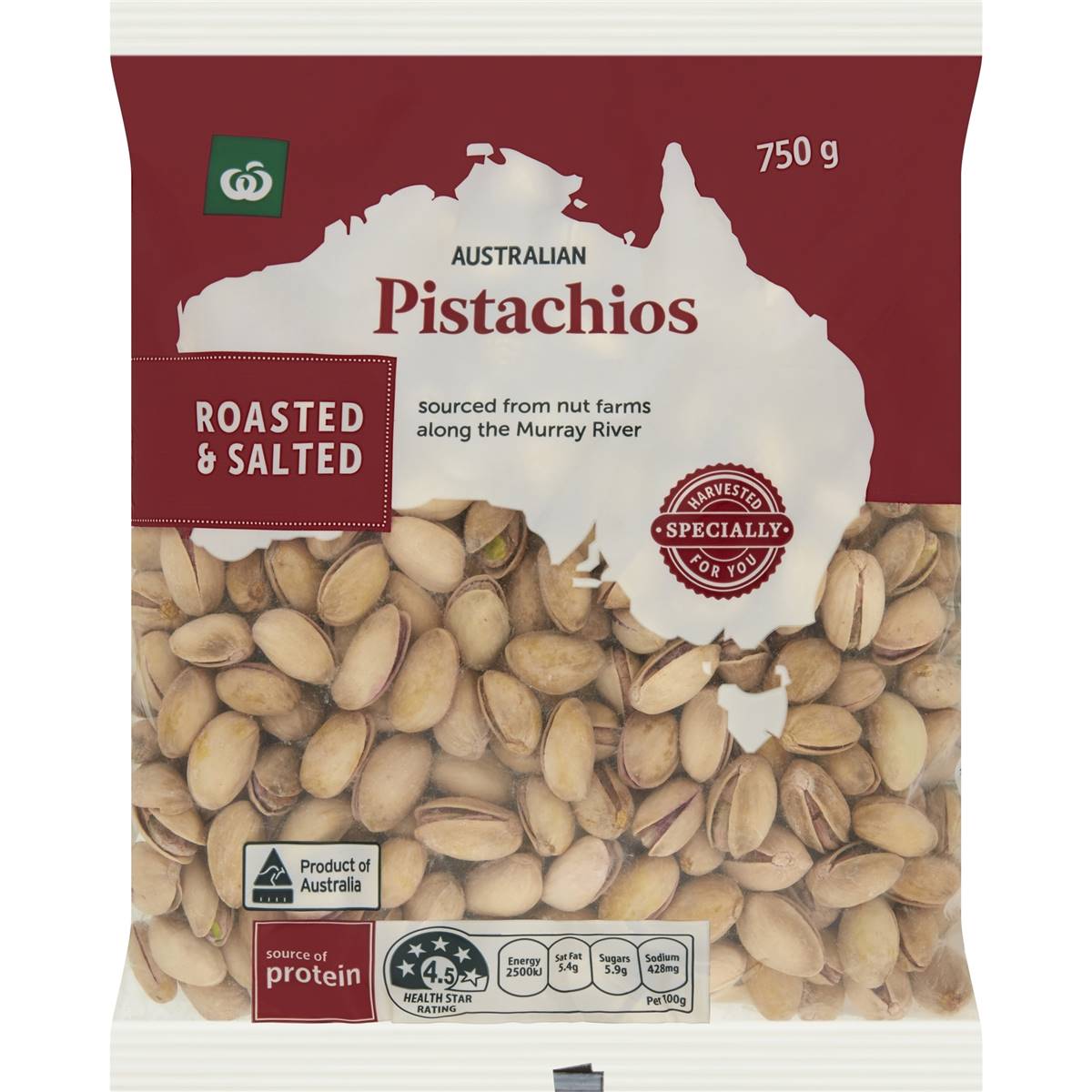 Calories in Woolworths Australian Pistachios Roasted & Salted