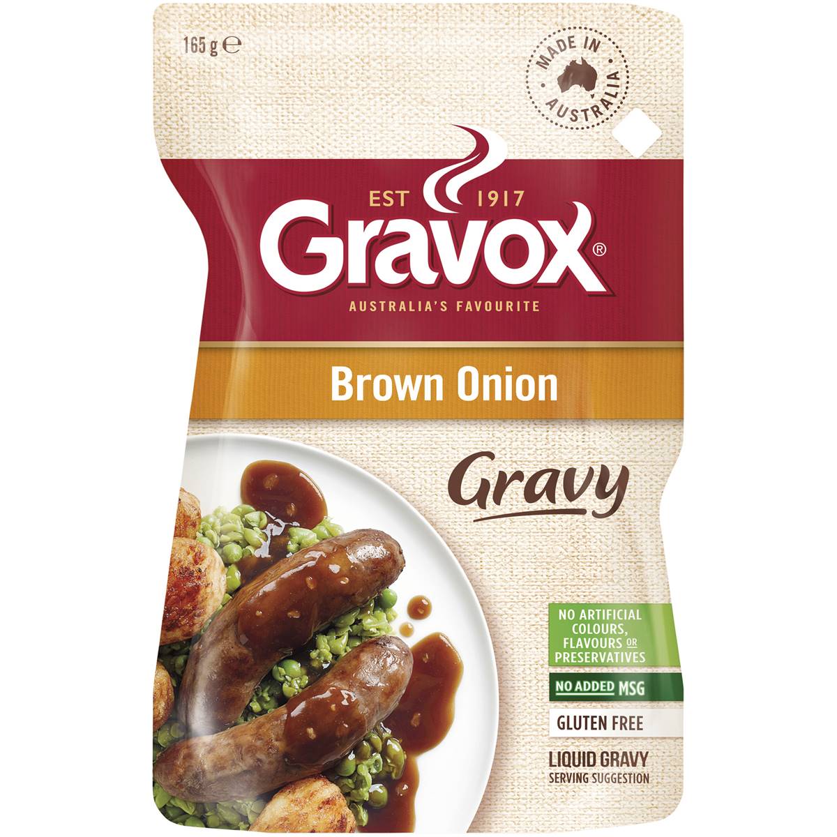 Calories in Gravox Brown Onion Liquid Gravy Pouch Brown Onion