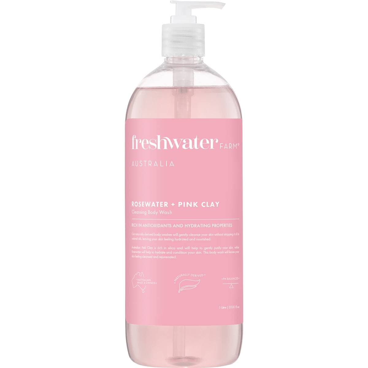 Freshwater Farm Australia Rosewater & Pink Clay Body Wash 1L