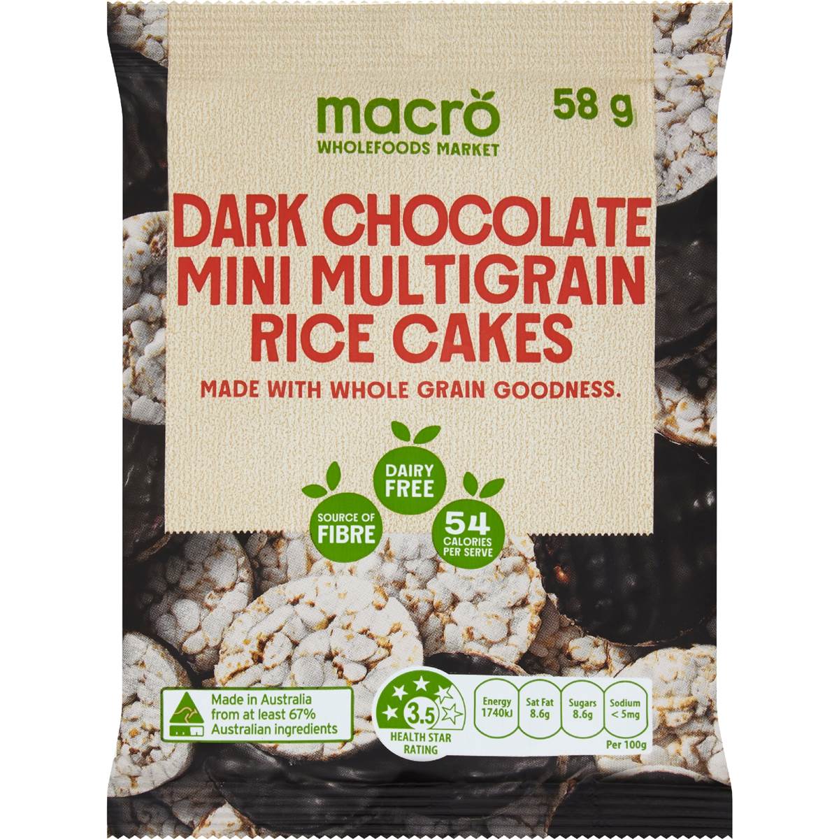 Macro Mini Multigrain Rice Cakes Vegan Dark Chocolate