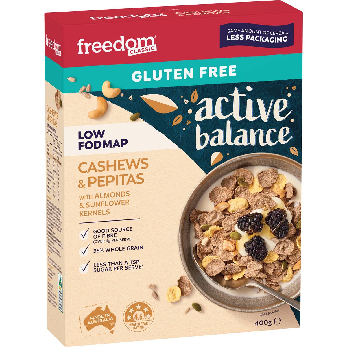 Calories in Freedom Active Balance Cashews & Pepitas Cereal