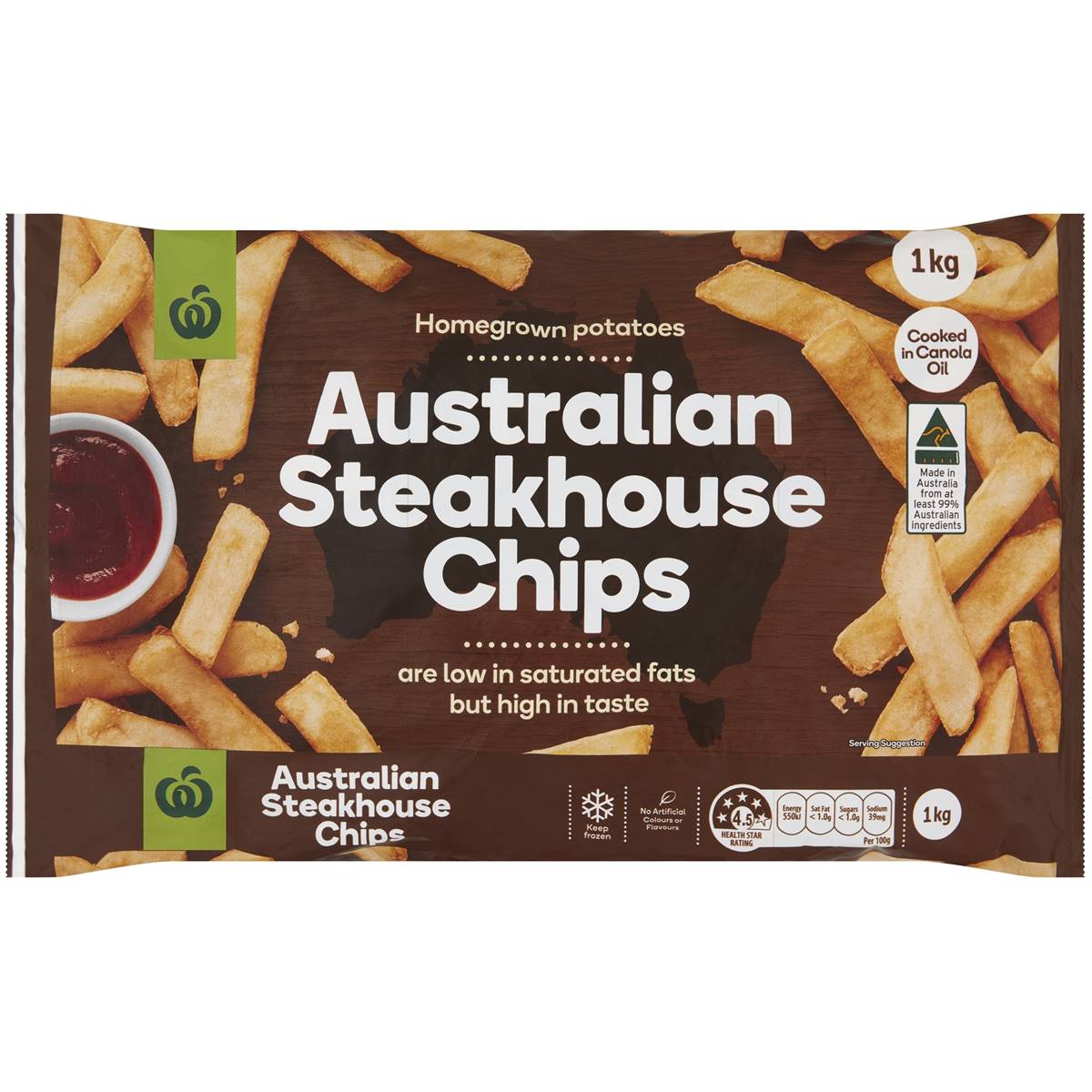 Calories in Woolworths Chunky Steakhouse Chips
