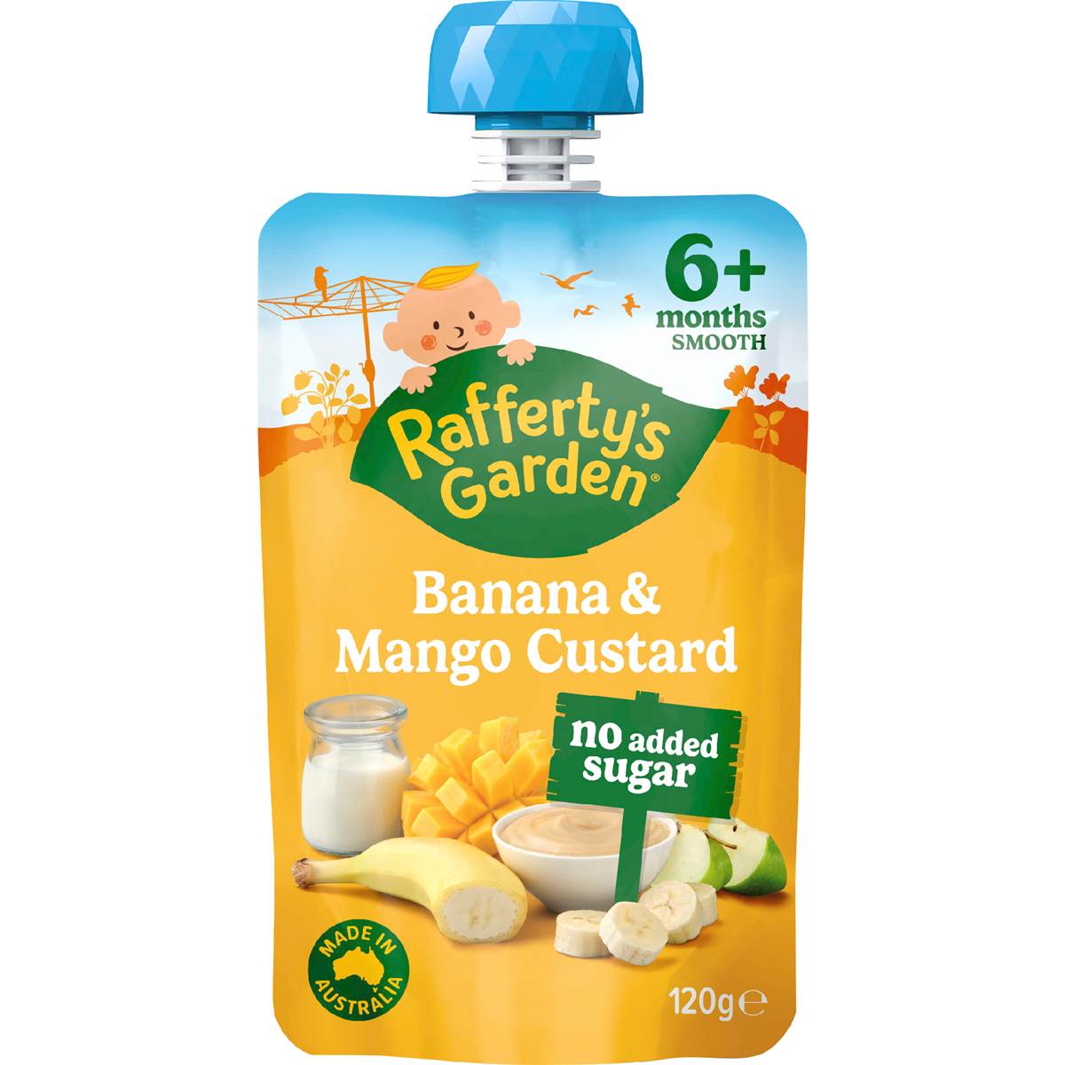 Rafferty's Garden Banana & Mango Custard Baby Food Pouch Dessert 6+ Months 120g