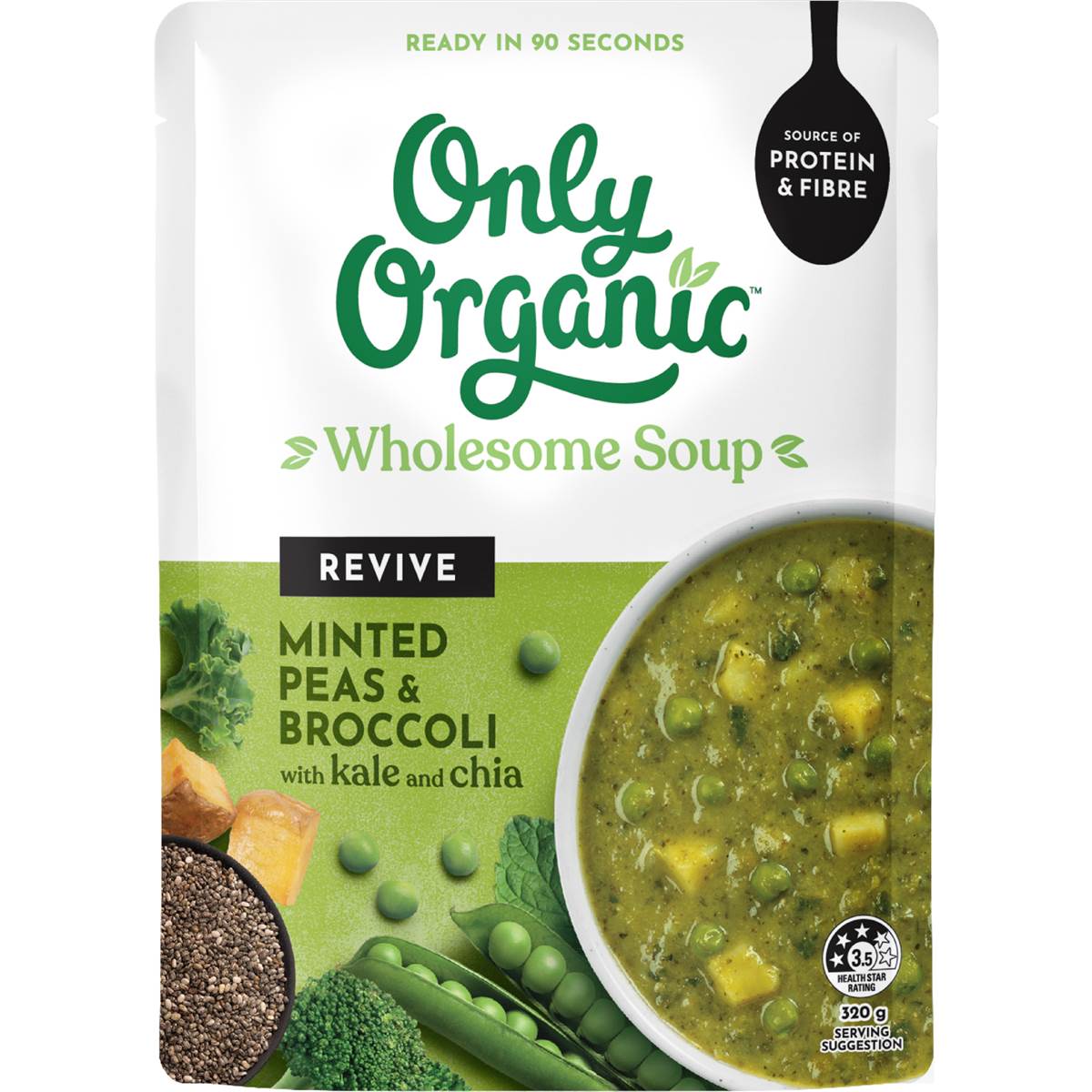 Only Organic Revive Soup Minted Peas Broccoli Kale & Chia 320g