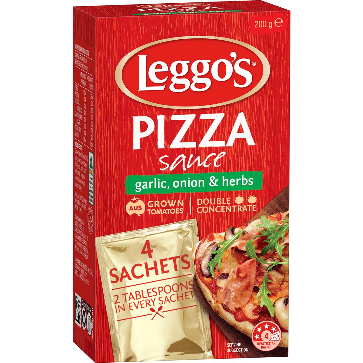 Leggo's Pizza Sauce Double Concentrate Garlic Onion & Herbs Sachet