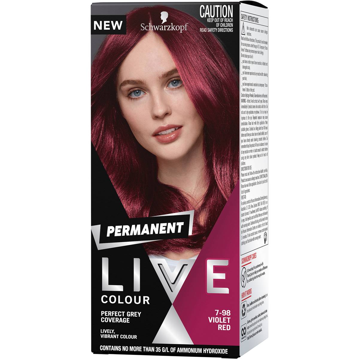 Schwarzkopf Live Colour Permanent Hair Dye Violet Red each