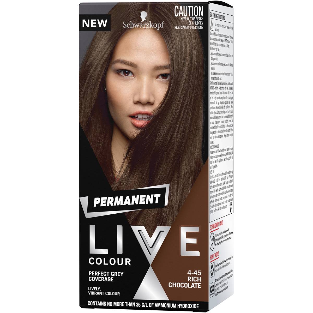 Schwarzkopf Live Colour Brown Hair Dye 4.45 Rich Chocolate Permanent each