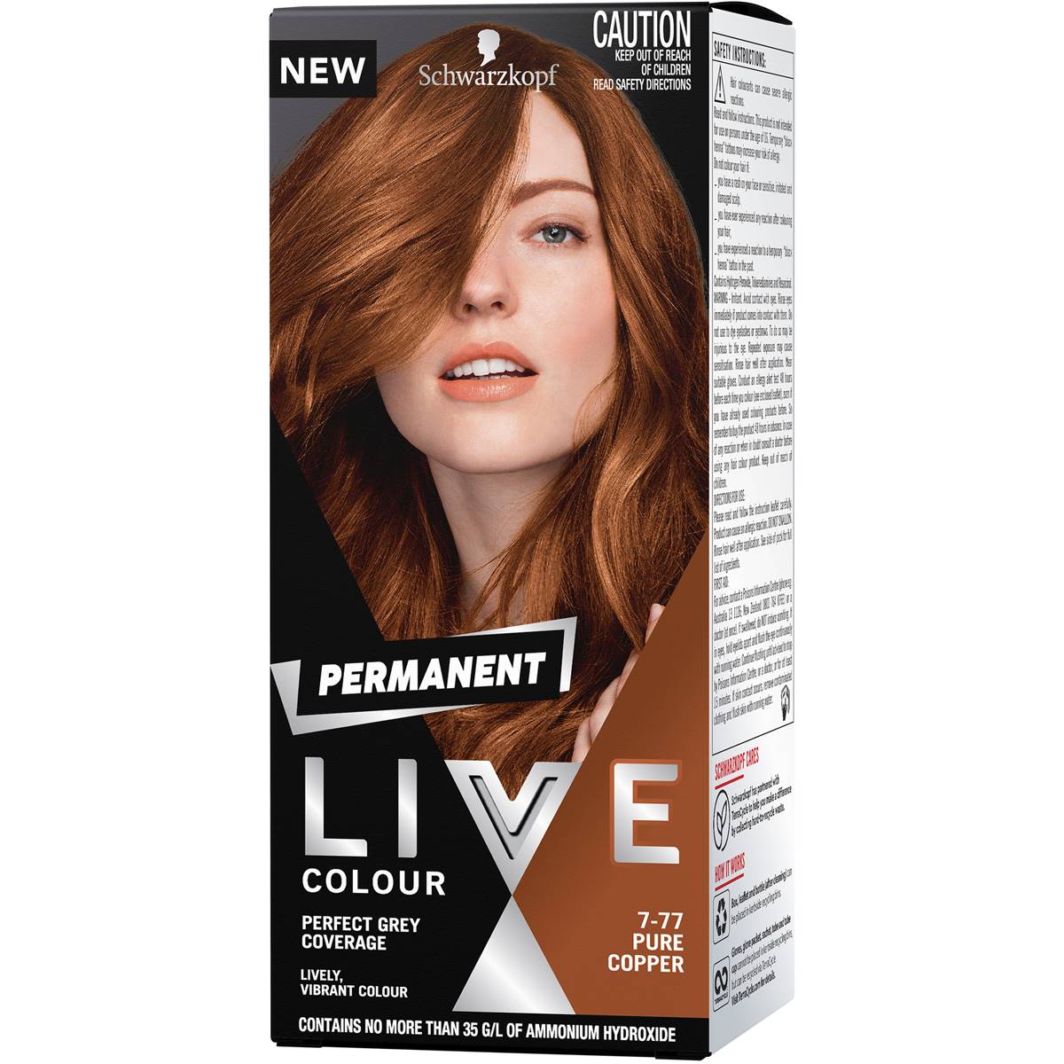 Schwarzkopf Live Colour Brown Hair Dye 7.77 Pure Copper Permanent each