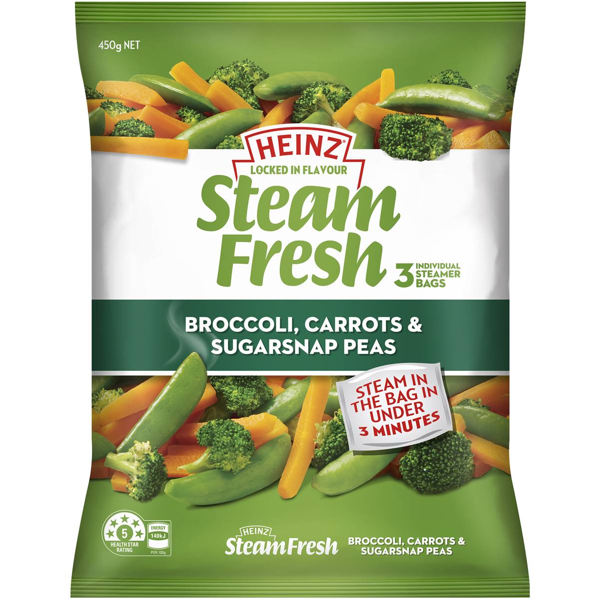 Calories in Heinz Steam Fresh Carrot Corn & Broccoli Calorie Counter