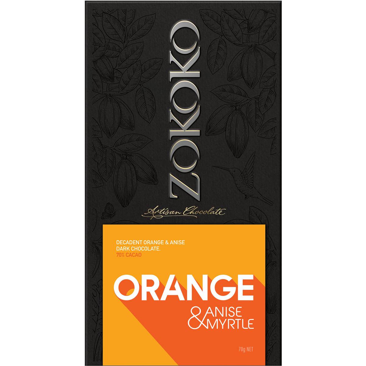 Calories in Zokoko Orange & Anise Myrtle Dark Chocolate Bar