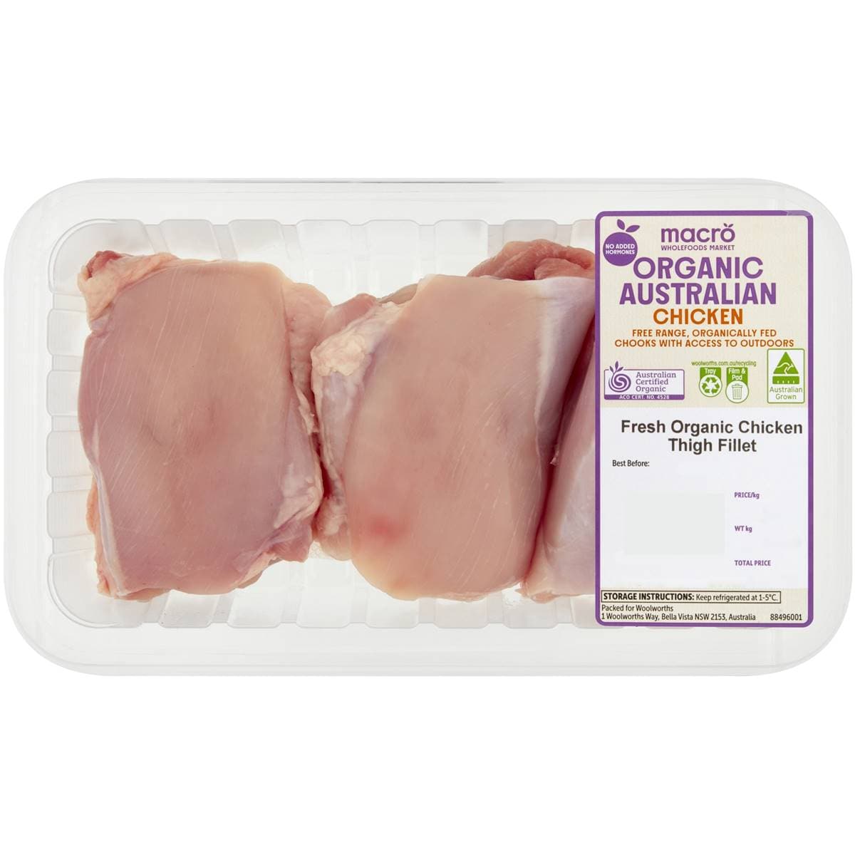 Calories in Macro Organic Chicken Thigh Fillet calcount