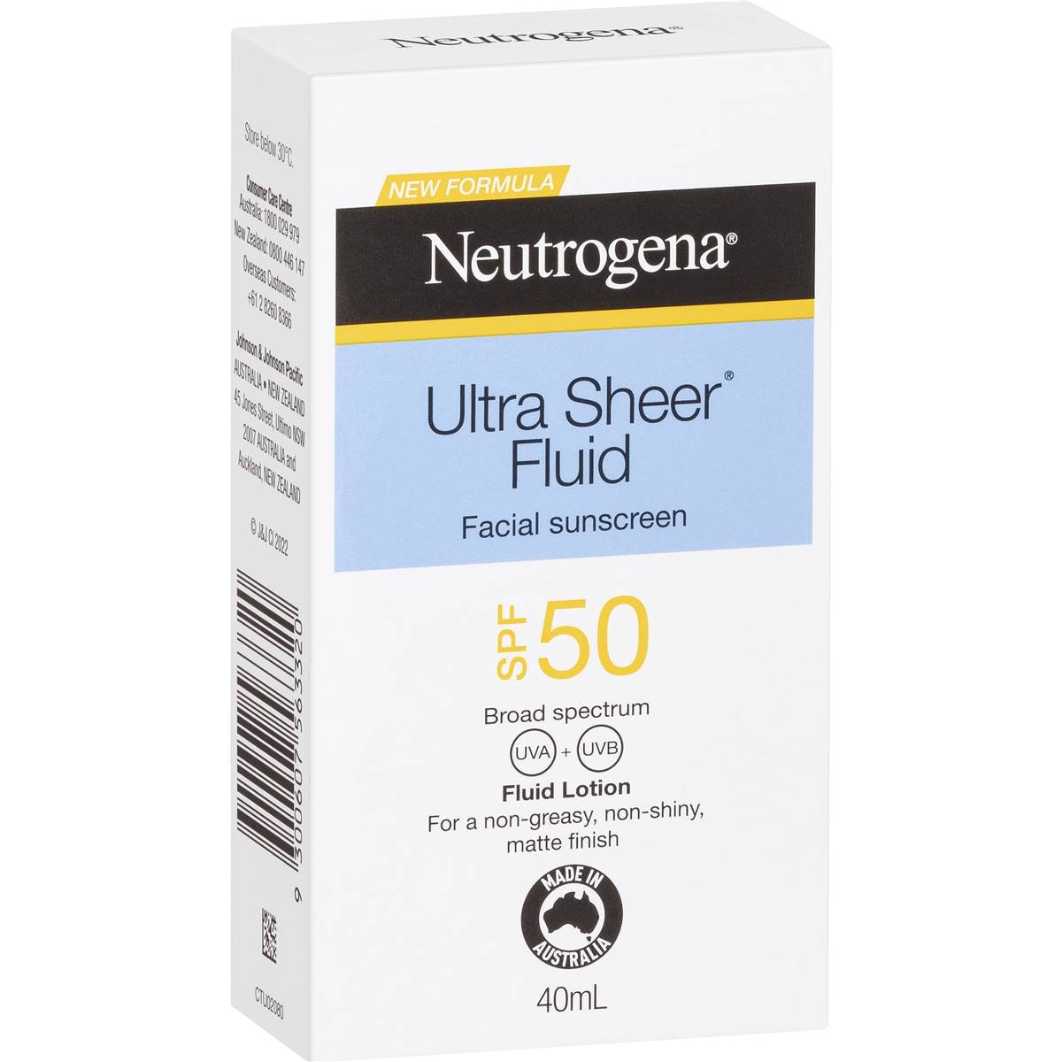 Neutrogena SPF 50 Ultra Sheer Fluid Face Sunscreen 40mL